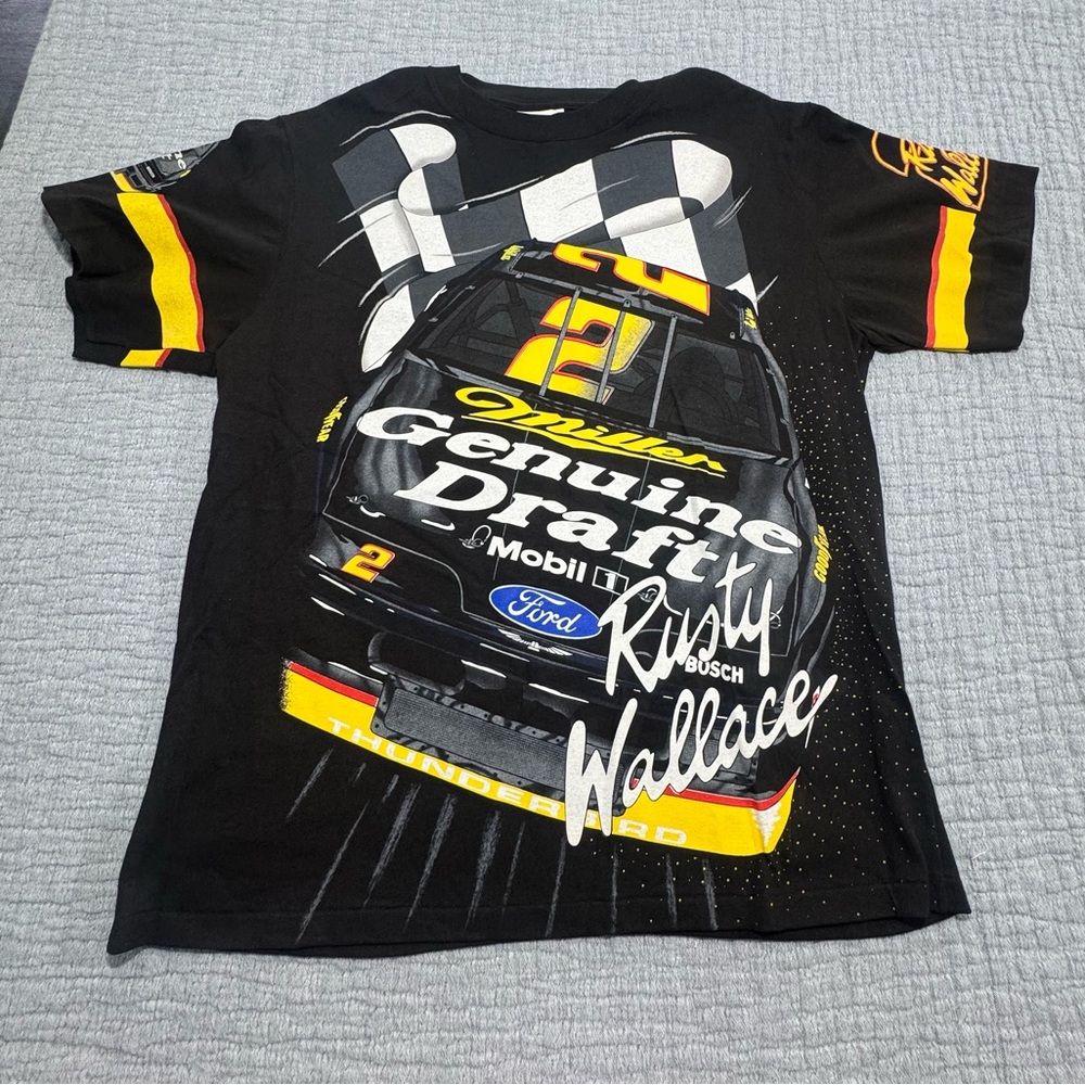 Vintage XL NASCAR Shirt Rusty Wallace Single Stitch‎ Racing Miller Genuine Draft